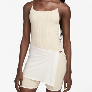 (WMNS) Nike x Jacquemus Ribbed Short Bodysuit 'Pearl White' DN3233-221
